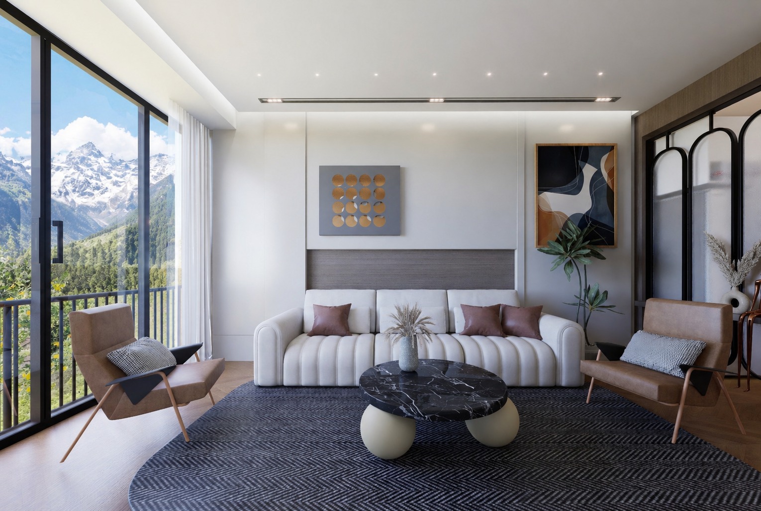Prince Suite 1 BHK living room mountain view Kasauli Green Dharampur